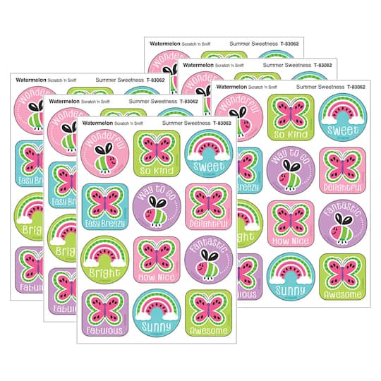 TREND Enterprises® Summer Sweetness, Watermelon Scent Scratch 'n Sniff Stinky Stickers®, 48 Per Pack, 6 Packs total of 288